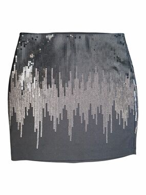 Express Black and Silver Sequin Mini Skirt
